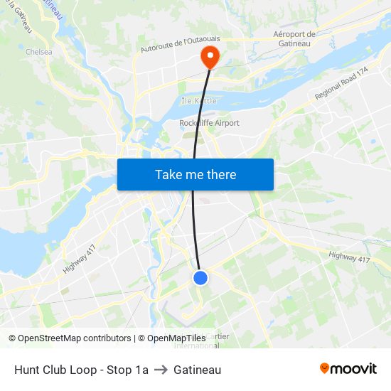 Hunt Club Loop - Stop 1a to Gatineau map