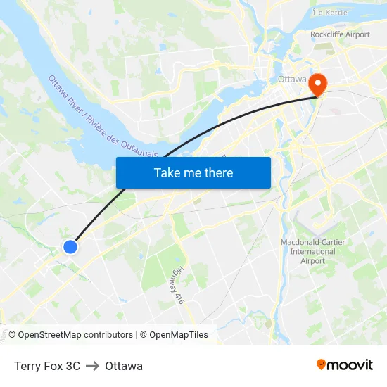 Terry Fox 3C to Ottawa map