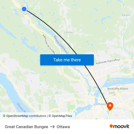 Great Canadian Bungee to Ottawa map