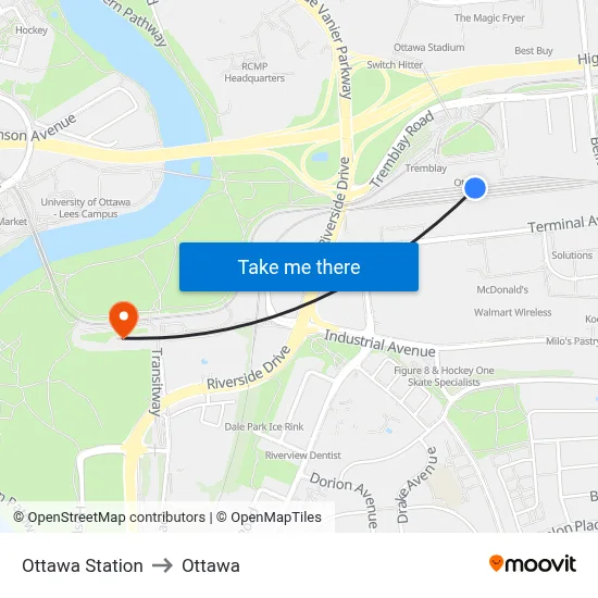 Ottawa Station to Ottawa map