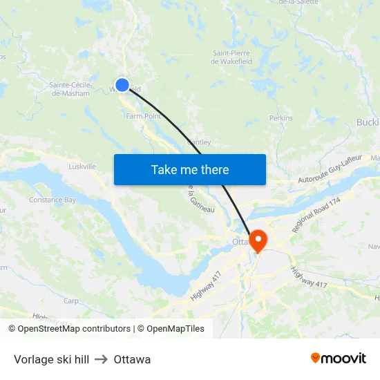Vorlage ski hill to Ottawa map