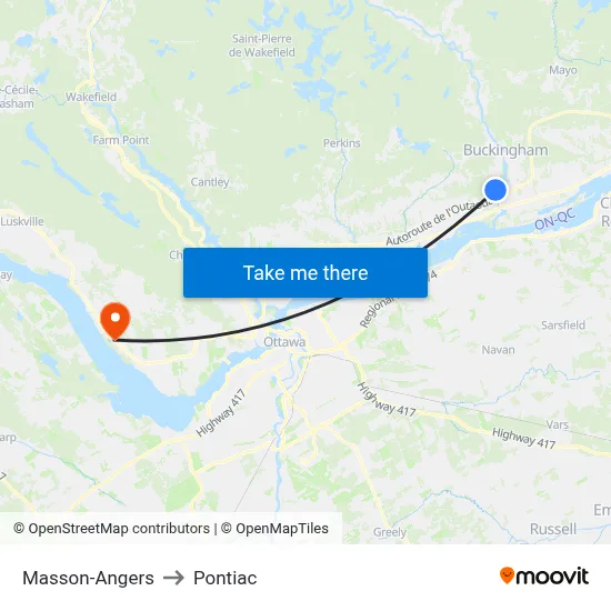Masson-Angers to Pontiac map