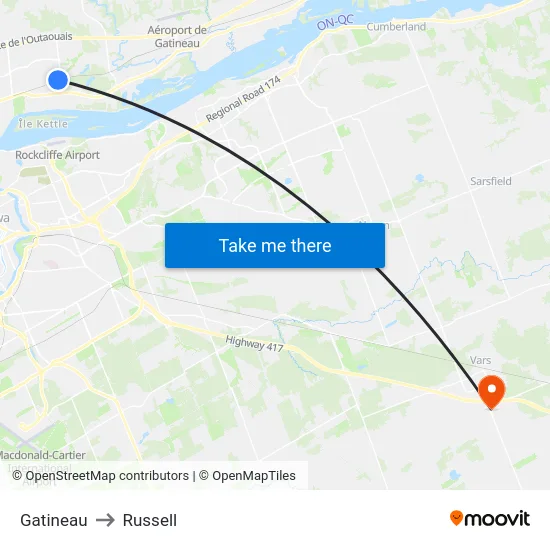 Gatineau to Russell map