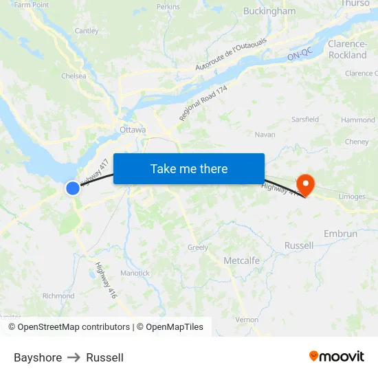 Bayshore to Russell map