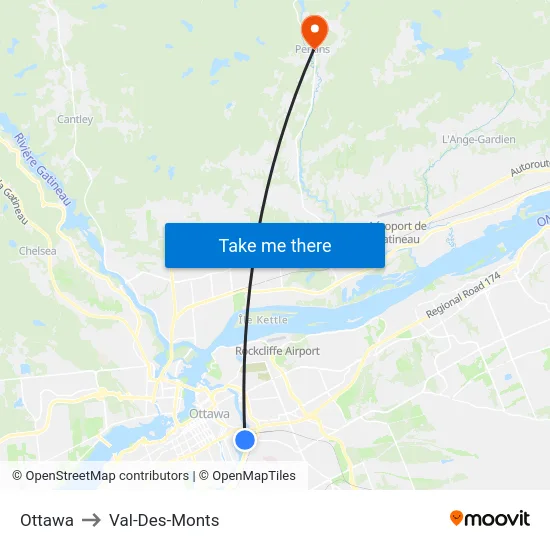 Ottawa to Val-Des-Monts map