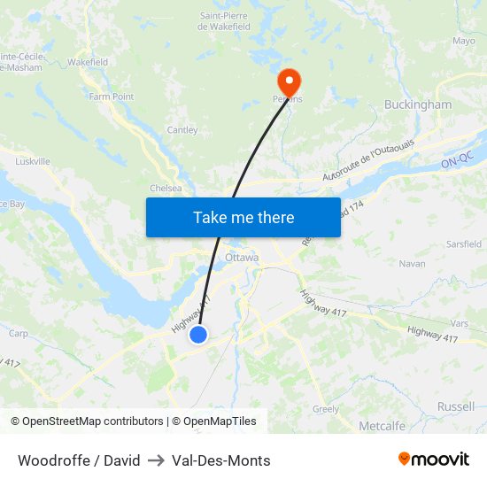 Woodroffe / David to Val-Des-Monts map