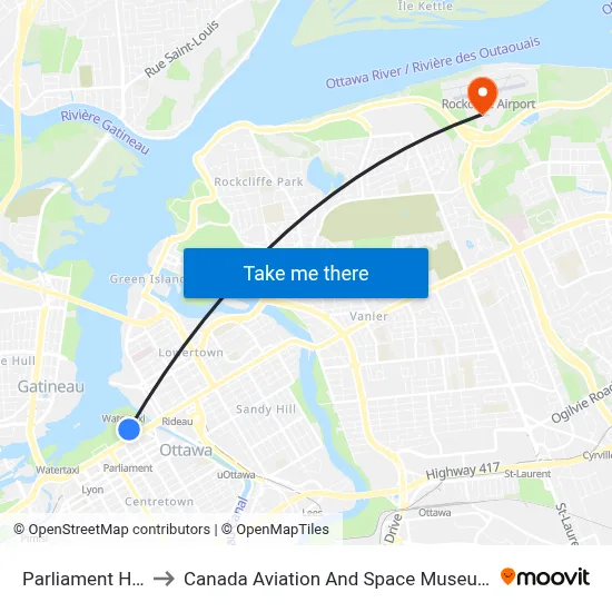 Parliament Hill to Canada Aviation And Space Museum map