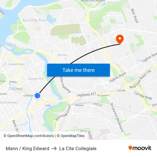 Mann / King Edward to La Cite Collegiale map