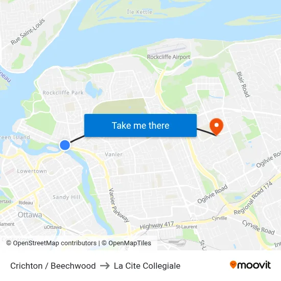 Crichton / Beechwood to La Cite Collegiale map