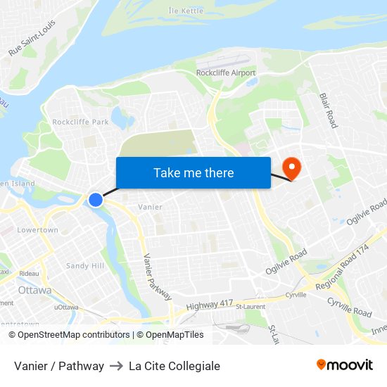 Vanier / Pathway to La Cite Collegiale map