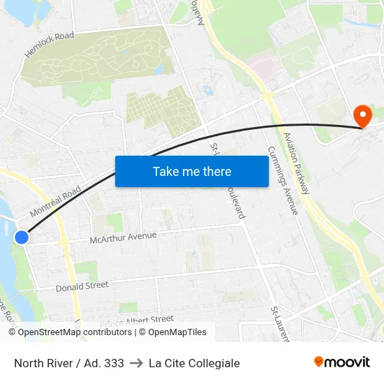 North River / Ad. 333 to La Cite Collegiale map
