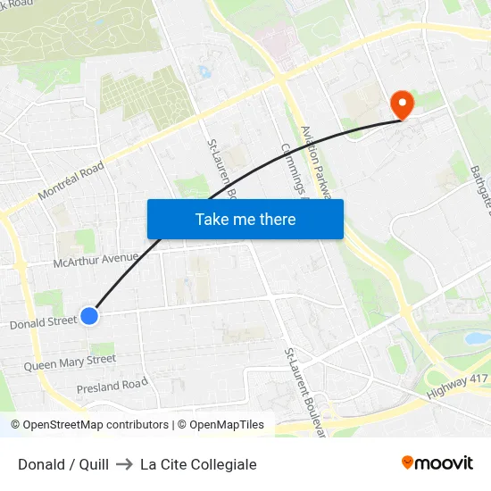 Donald / Quill to La Cite Collegiale map