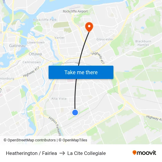 Heatherington / Fairlea to La Cite Collegiale map