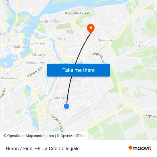 Heron / Finn to La Cite Collegiale map