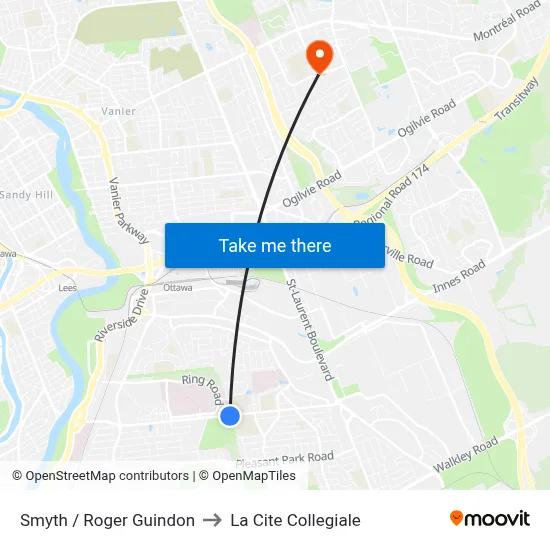 Smyth / Roger Guindon to La Cite Collegiale map