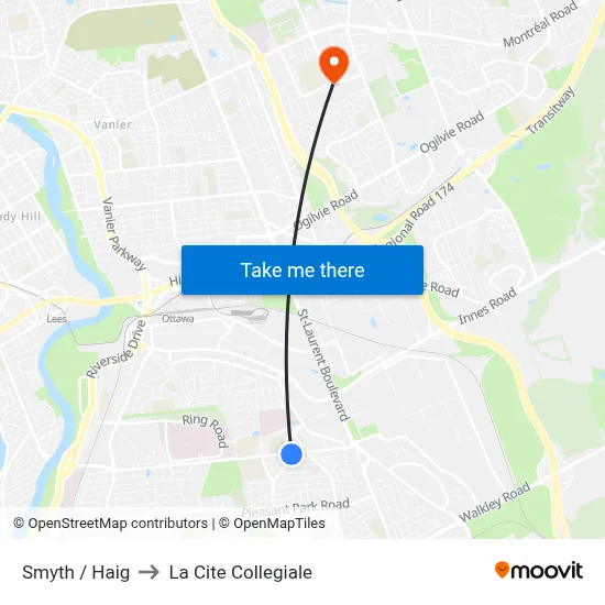Smyth / Haig to La Cite Collegiale map
