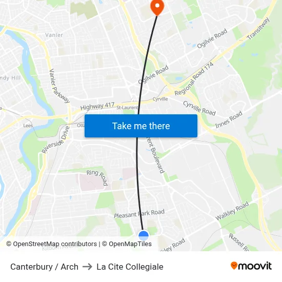 Canterbury / Arch to La Cite Collegiale map
