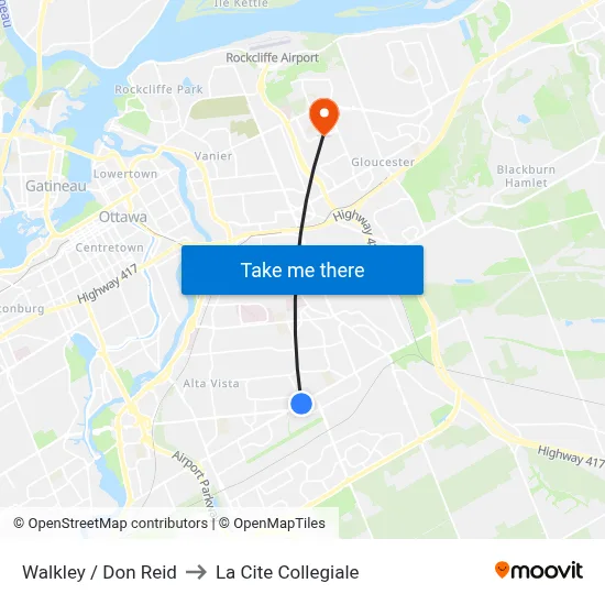 Walkley / Don Reid to La Cite Collegiale map