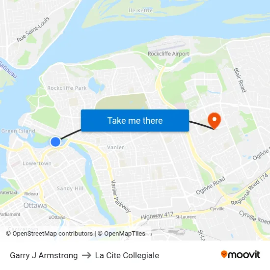 Garry J Armstrong to La Cite Collegiale map