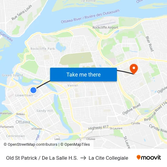 Old St Patrick / De La Salle H.S. to La Cite Collegiale map