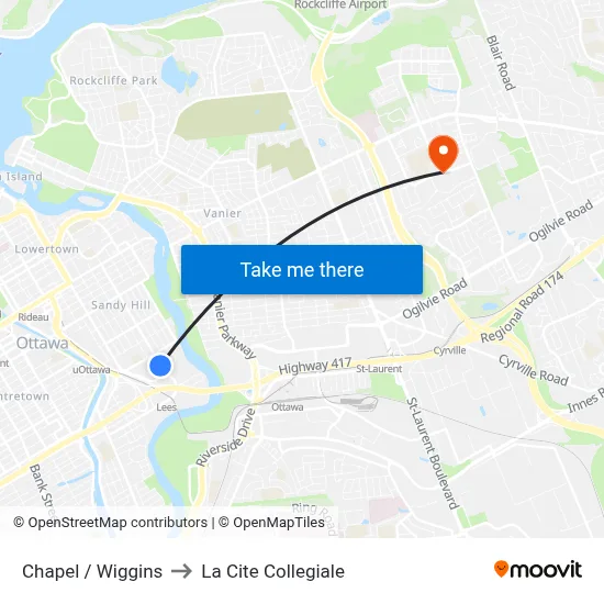 Chapel / Wiggins to La Cite Collegiale map