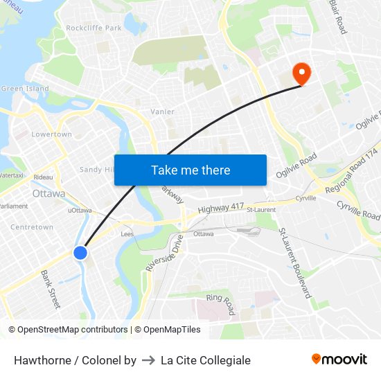 Hawthorne / Colonel by to La Cite Collegiale map