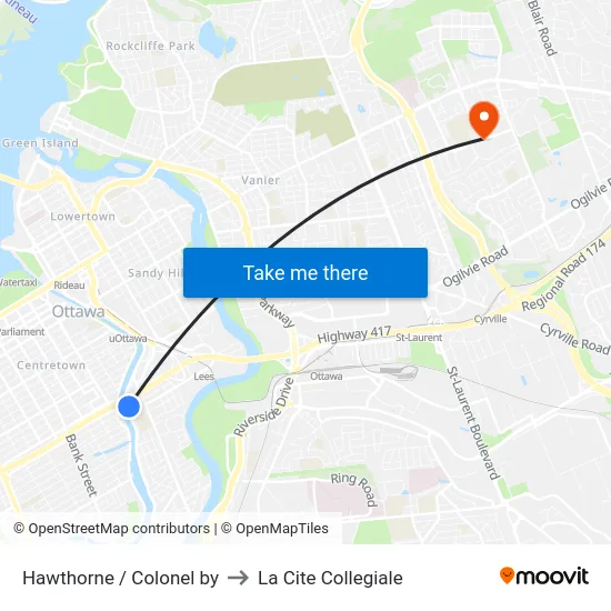 Hawthorne / Colonel by to La Cite Collegiale map