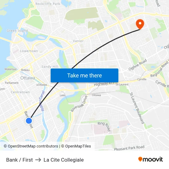 Bank / First to La Cite Collegiale map