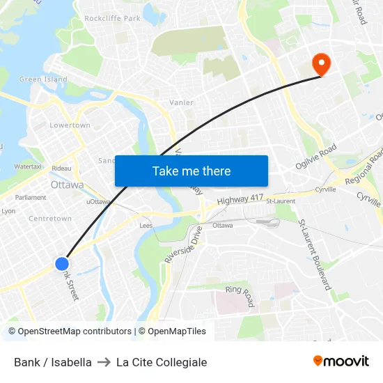 Bank / Isabella to La Cite Collegiale map