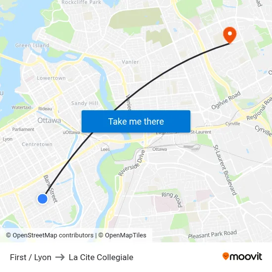 First / Lyon to La Cite Collegiale map