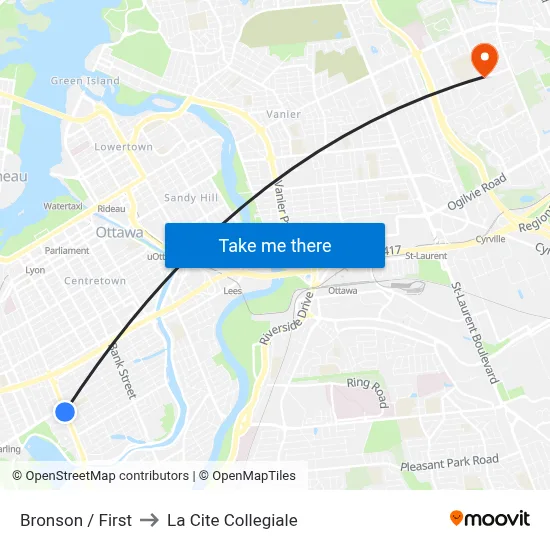 Bronson / First to La Cite Collegiale map