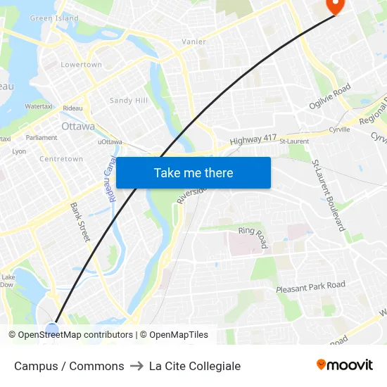 Campus / Commons to La Cite Collegiale map