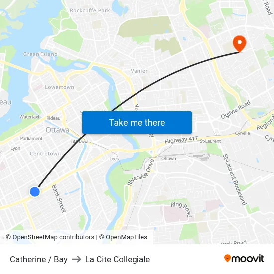 Catherine / Bay to La Cite Collegiale map