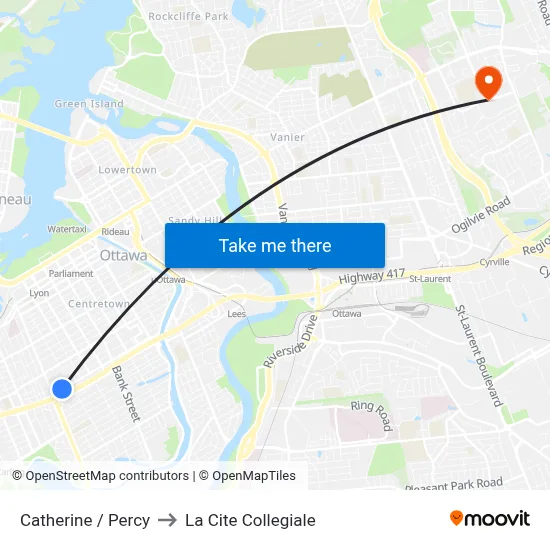 Catherine / Percy to La Cite Collegiale map