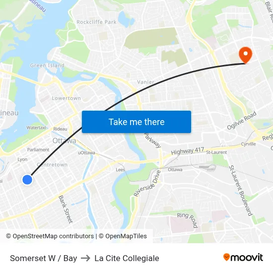 Somerset W / Bay to La Cite Collegiale map