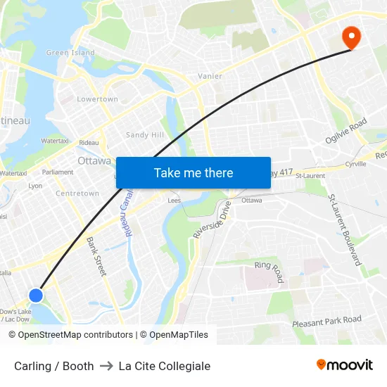 Carling / Booth to La Cite Collegiale map