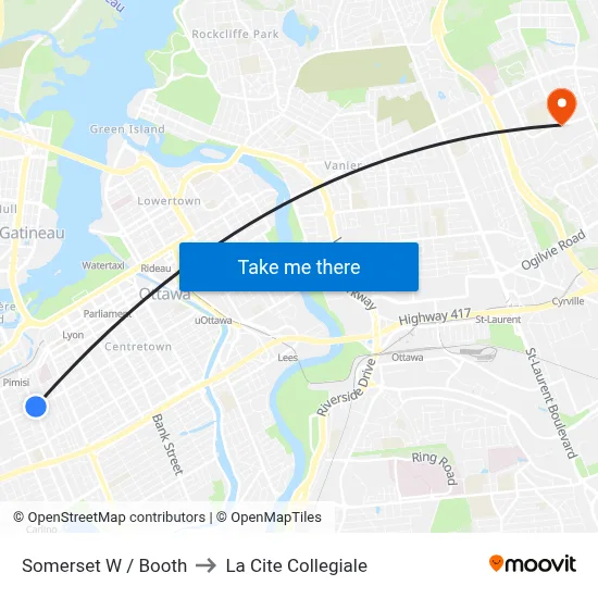 Somerset W / Booth to La Cite Collegiale map