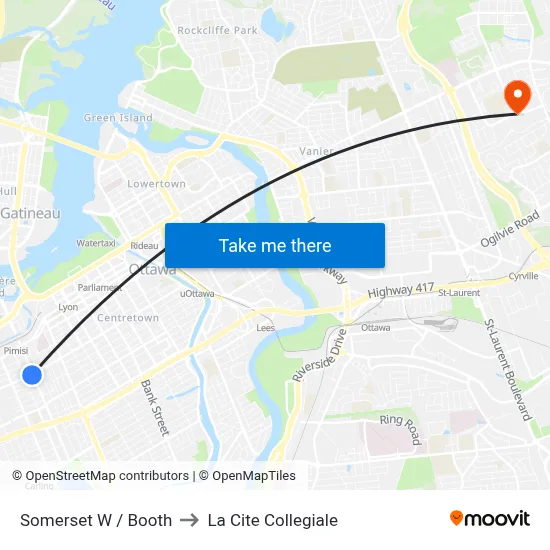 Somerset W / Booth to La Cite Collegiale map