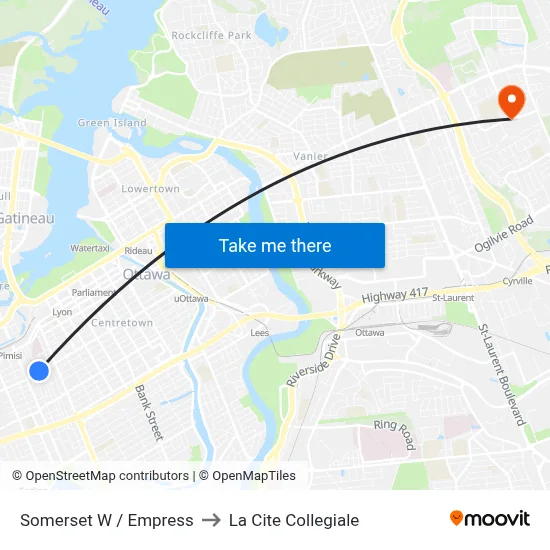 Somerset W / Empress to La Cite Collegiale map