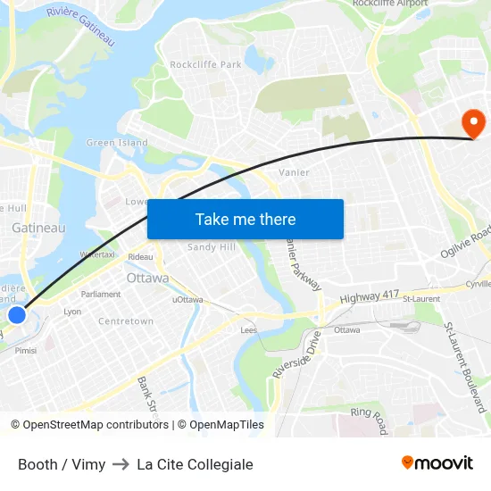 Booth / Vimy to La Cite Collegiale map