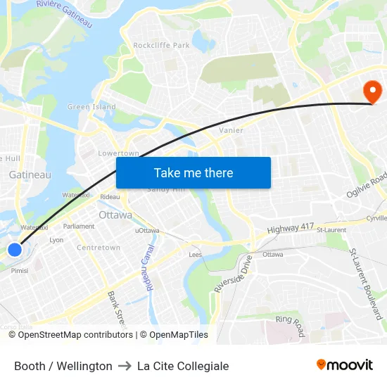 Booth / Wellington to La Cite Collegiale map