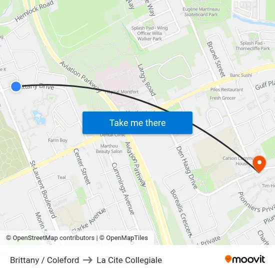 Brittany / Coleford to La Cite Collegiale map