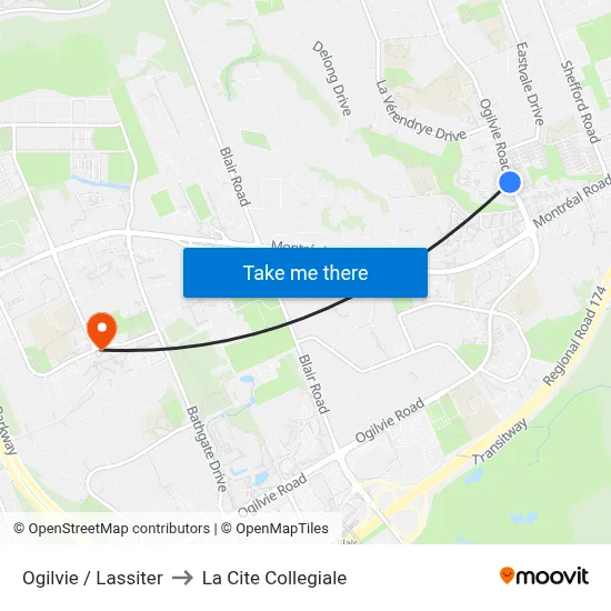 Ogilvie / Lassiter to La Cite Collegiale map