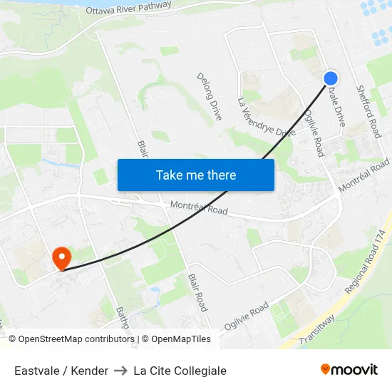 Eastvale / Kender to La Cite Collegiale map