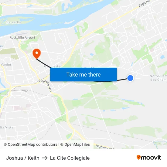 Joshua / Keith to La Cite Collegiale map