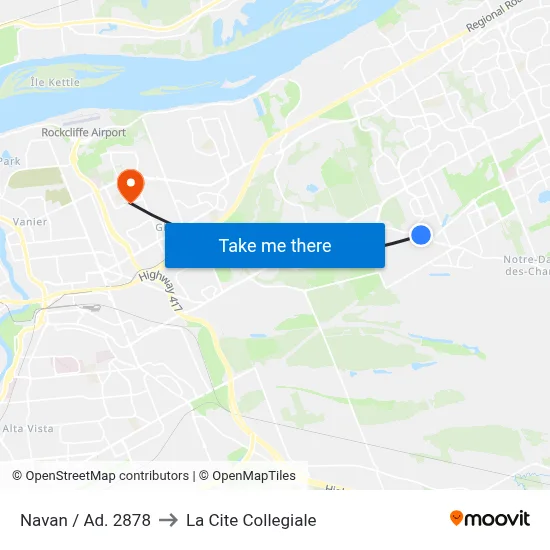 Navan / Ad. 2878 to La Cite Collegiale map