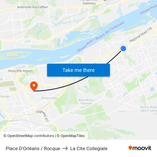 Place D'Orléans / Rocque to La Cite Collegiale map