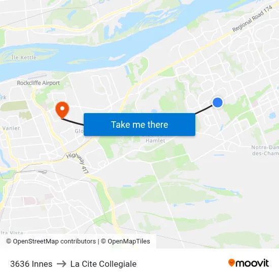 3636 Innes to La Cite Collegiale map