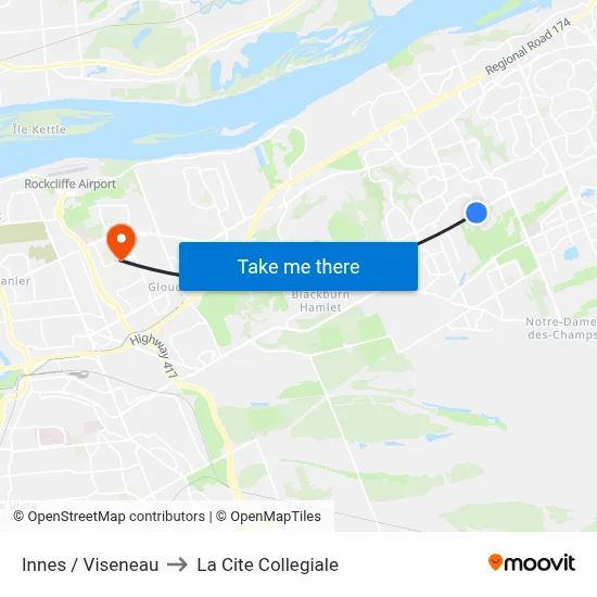 Innes / Viseneau to La Cite Collegiale map