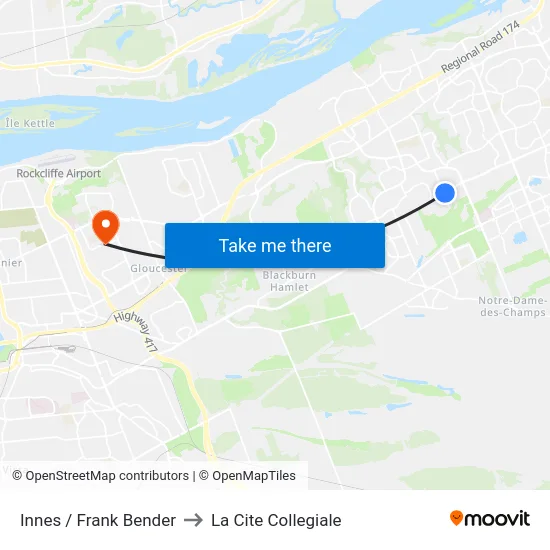 Innes / Frank Bender to La Cite Collegiale map